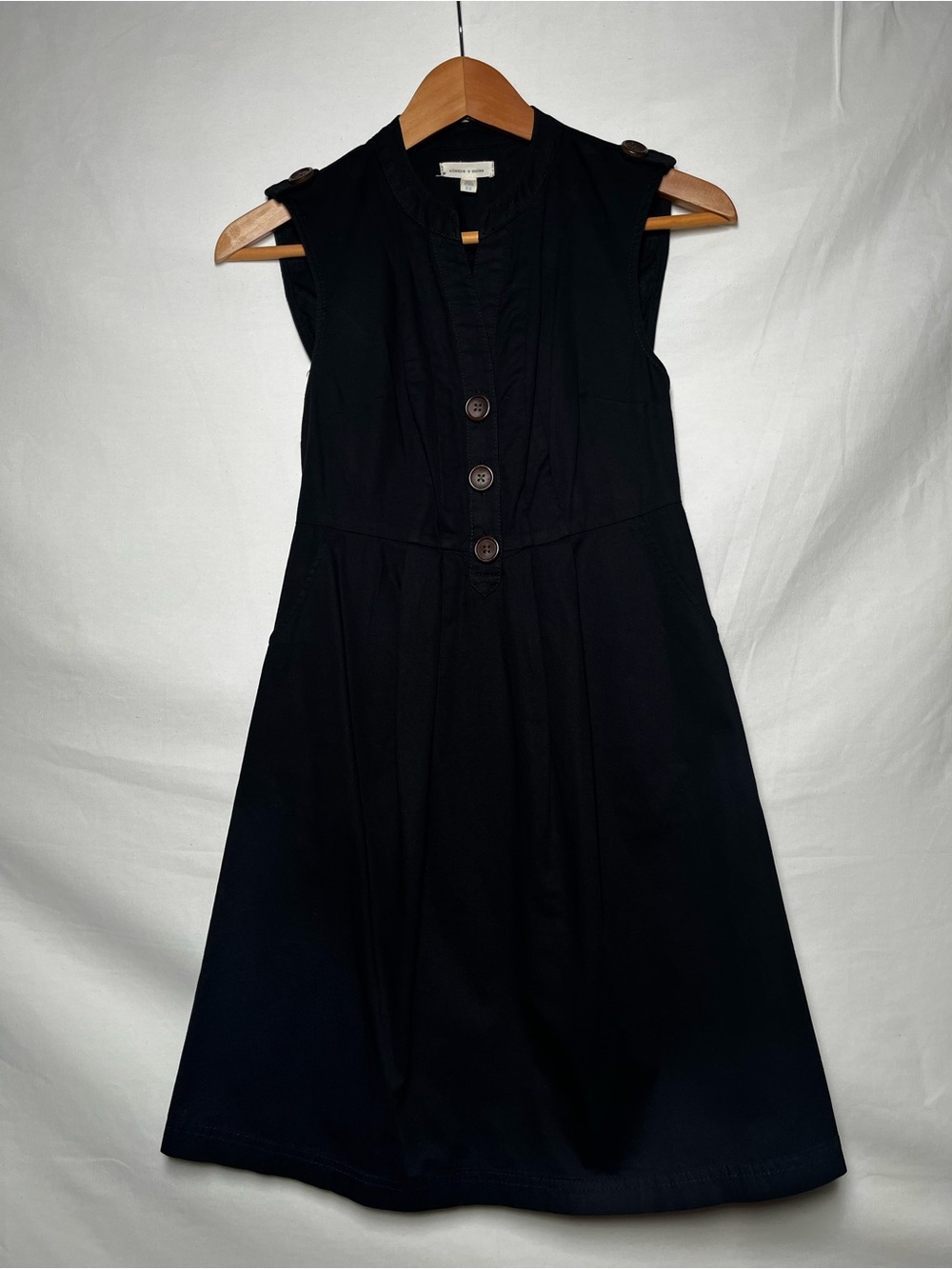 Silence + Noise Black Cotton Sleeveless A-Line Dress w/ Pockets XS